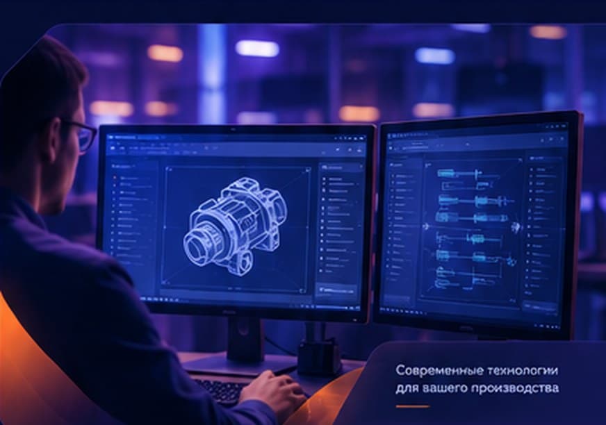 Инженер работает с трёхмерной моделью в CAD-системе